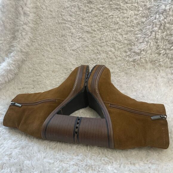 Steve Madden Shaniya leather Brown Suede platform block heels Ankle Boots SZ9M - Picture 6 of 15